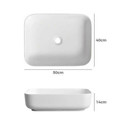 Quay 500mm Matte Rectangle Ceramic Above Counter Basin