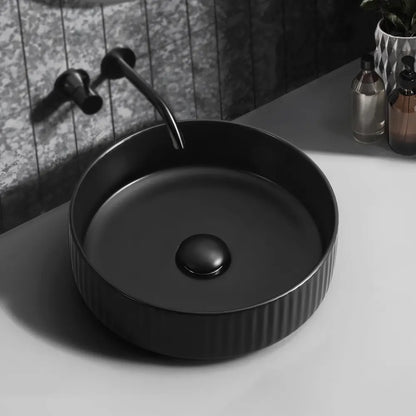 Kiora 360mm Black Matte Round Ceramic Above Counter Basin