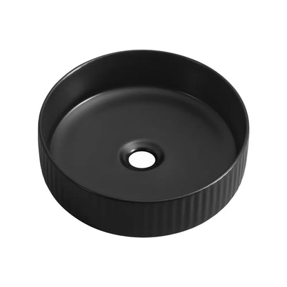 Kiora 360mm Black Matte Round Ceramic Above Counter Basin