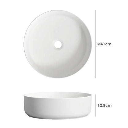 Quay 410mm Matte Round Ceramic Above Counter Basin