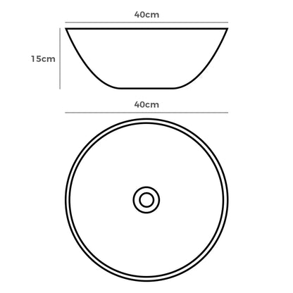 Milan 400mm Matte Round Ceramic Above Counter Basin