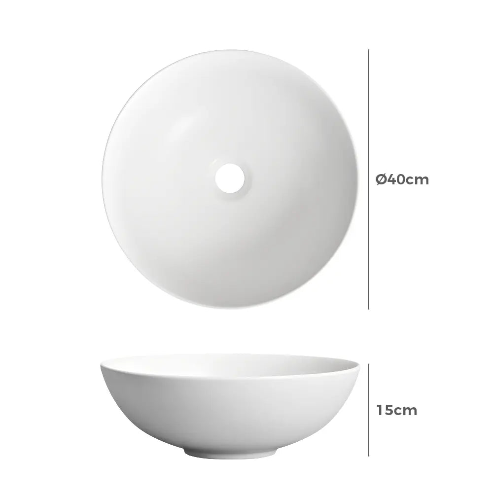 Milan 400mm Matte Round Ceramic Above Counter Basin