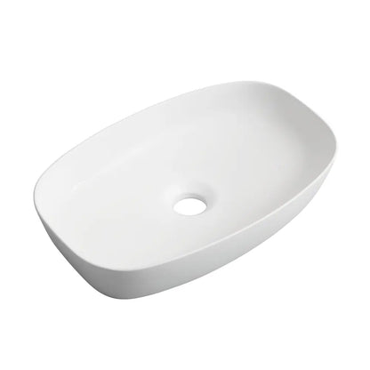 Quay 600mm Matte White Round-Edge Rectangular Ceramic Basin