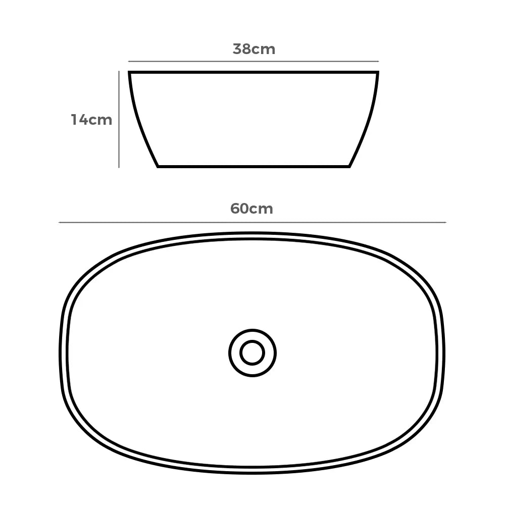 Quay 600mm Matte White Round-Edge Rectangular Ceramic Basin