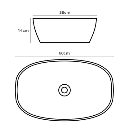 Quay 600mm Matte White Round-Edge Rectangular Ceramic Basin