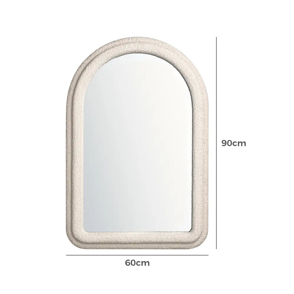 Textured arched wall mirror in a contemporary home dimensions