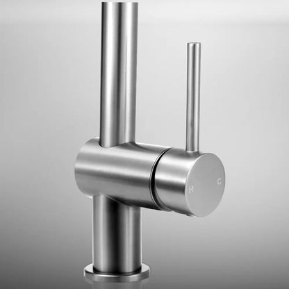 Vivi spring sink mixer tap with easy-to-use pull down function in silver