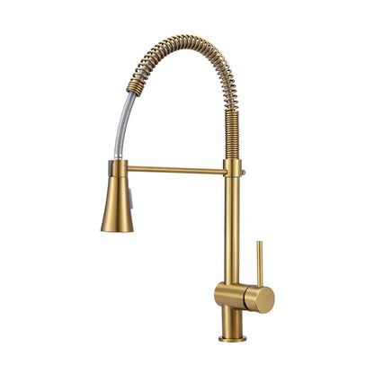 Vivi spring pull down sink mixer tap with flexible hose in gold