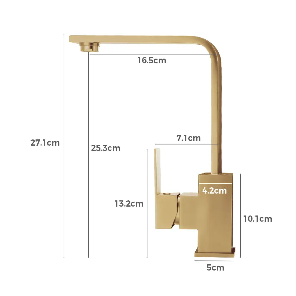 Side view of Ivy Square Sink Mixer Tap in action in gold