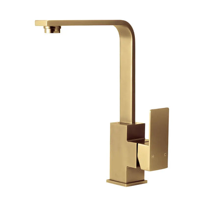 Ivy Slimline Square Sink Mixer Tap close-up in gold