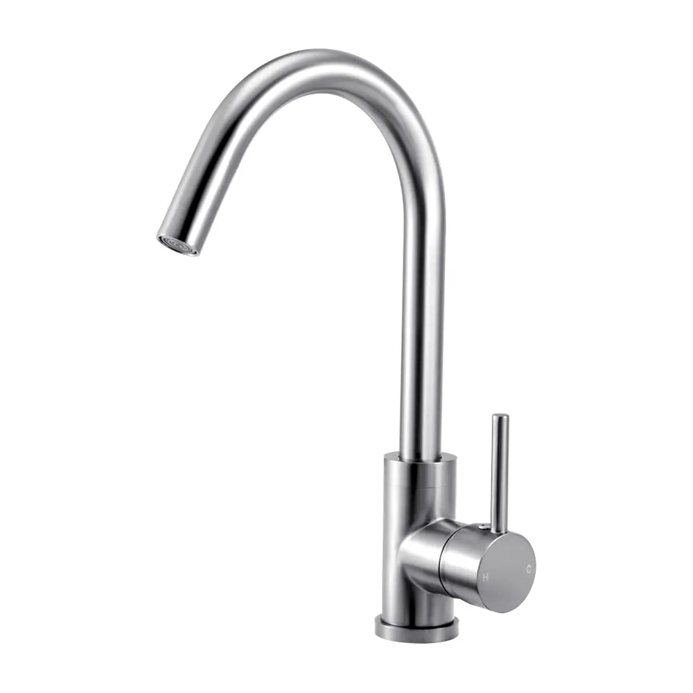 High-arched gooseneck design of Jeni Slimline Tap in silver