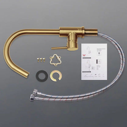 Jeni Slimline Gooseneck Tap packaging details in gold