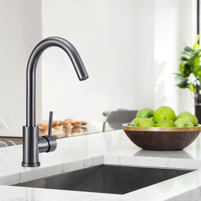 Jeni Gooseneck Mixer Tap installed in modern kitchen in chrome