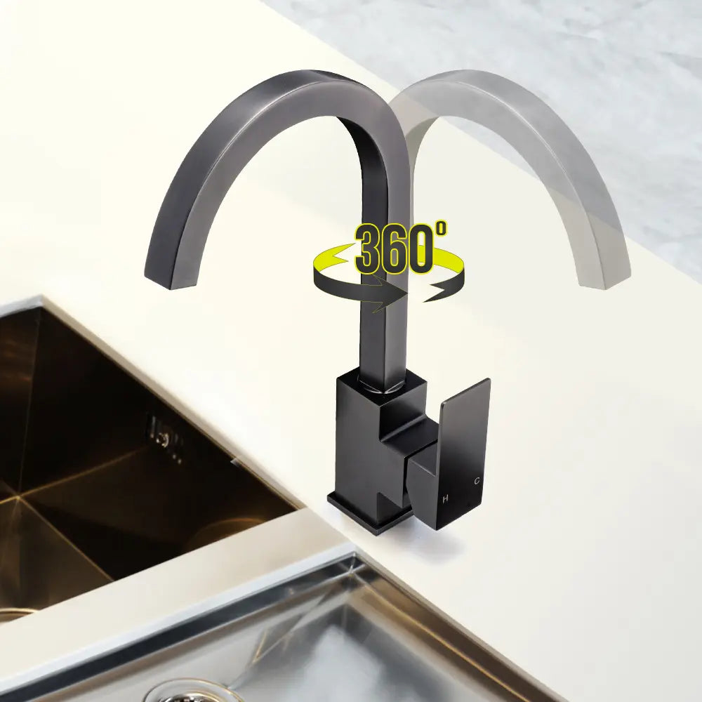 Slimline square Debbie sink mixer tap in a contemporary kitchen rotate able