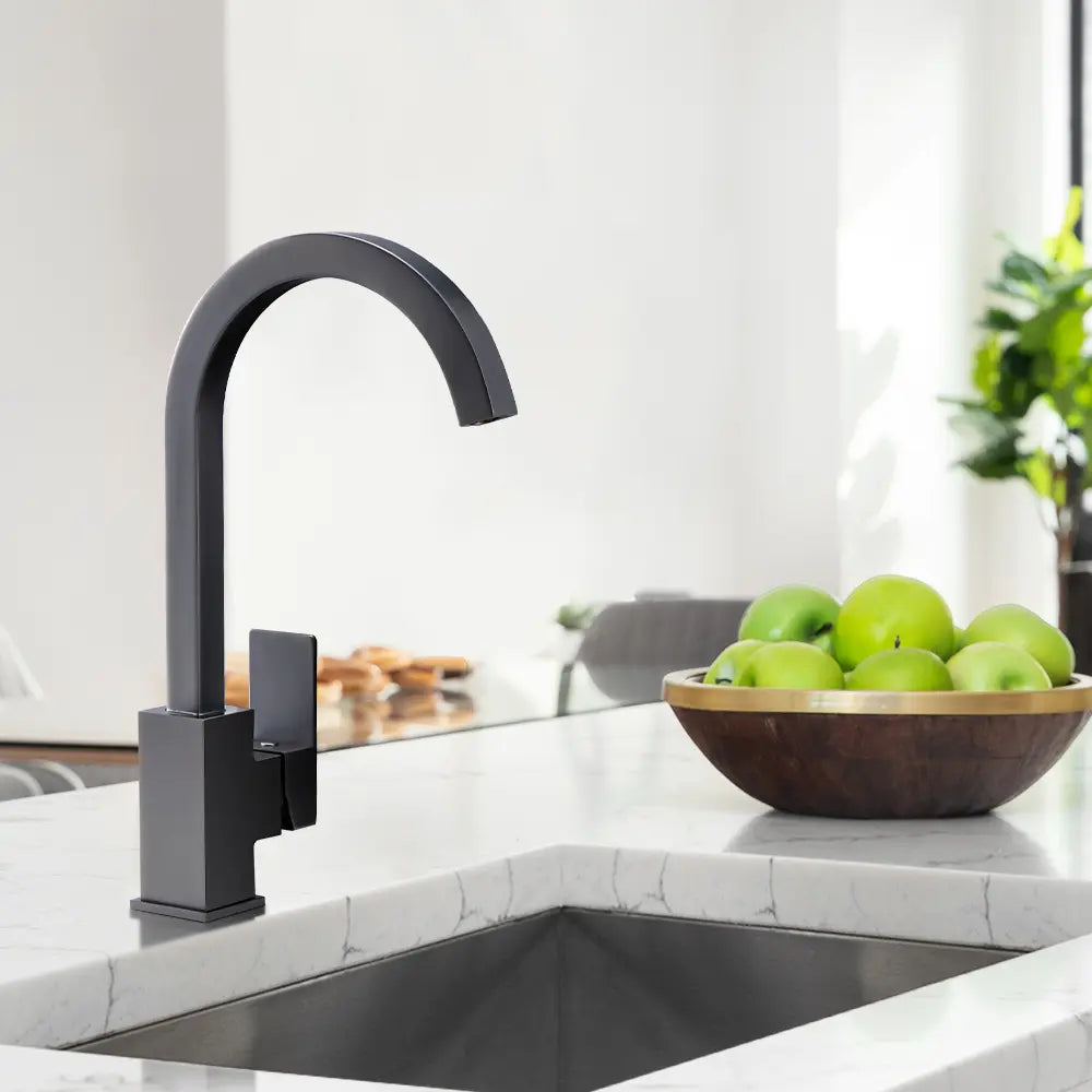 Slimline square Debbie sink mixer tap in a contemporary kitchen