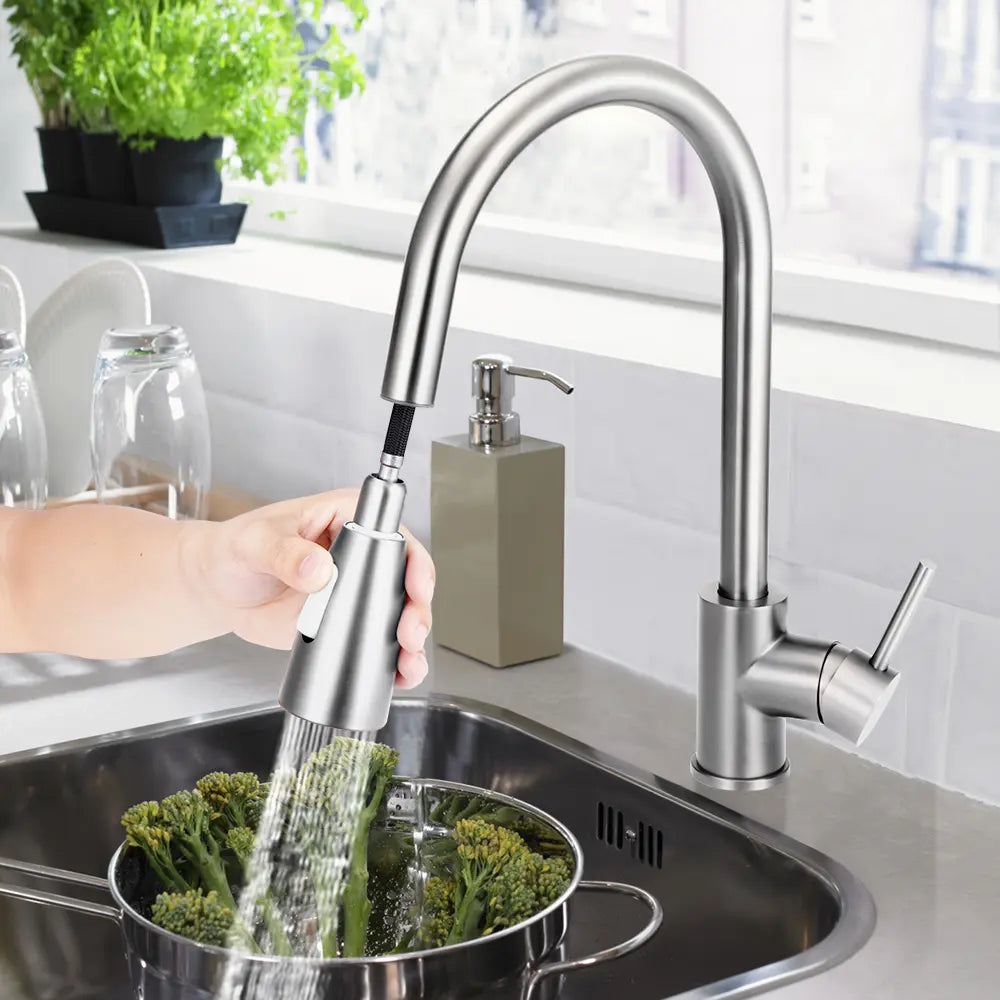 Flexible spray head of Lyla Pull Out Sink Mixer Tap in use