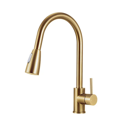 Lyla Gooseneck Pull Out Sink Mixer Tap in gold