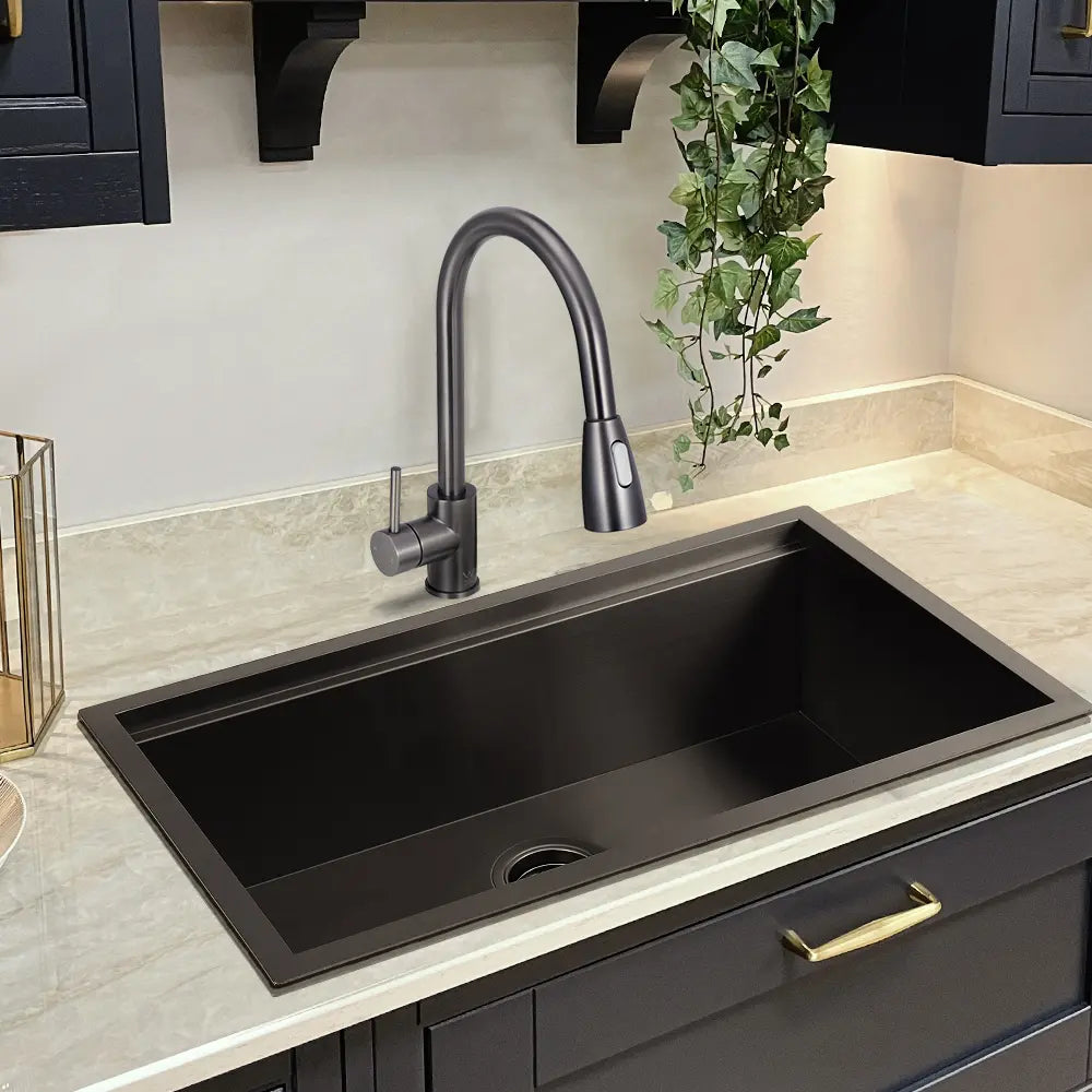 Modern kitchen featuring Lyla Gooseneck Mixer Tap