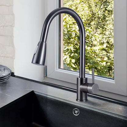 Modern kitchen featuring Lyla Gooseneck Mixer Tap