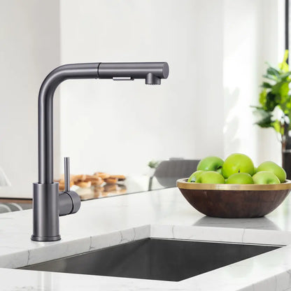 Beca Square Pull Out Sink Mixer Tap in a modern kitchen setting in chrome