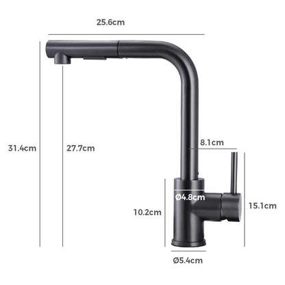 Close-up of Beca pull-out sink mixer tap height features