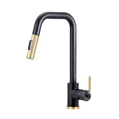 Kiko Square Pull Out Sink Mixer Tap in matte black