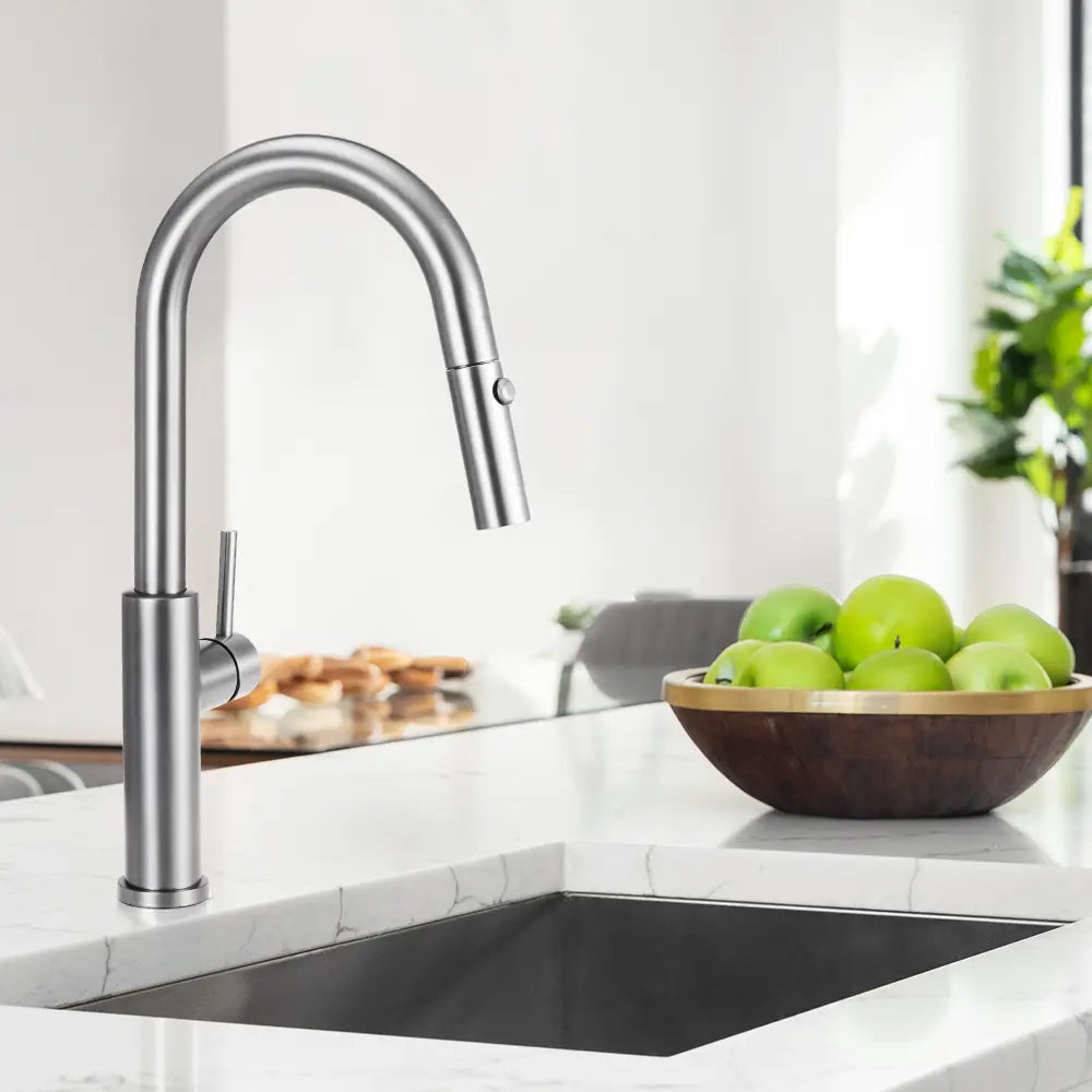 Arie gooseneck tap with sleek chrome finish in modern kitchen