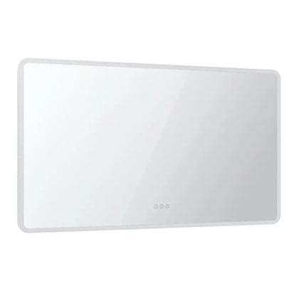 Bathroom LED Lighted Wall Mirror Frameless Rectangular Backlit Round Corners