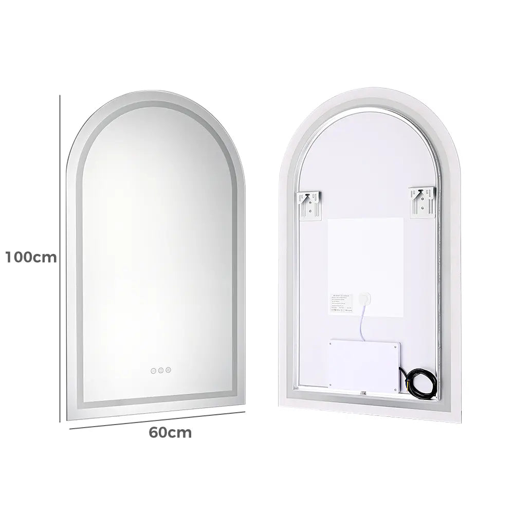 Bathroom LED Lighted Wall Mirror Frameless Arch Frontlit