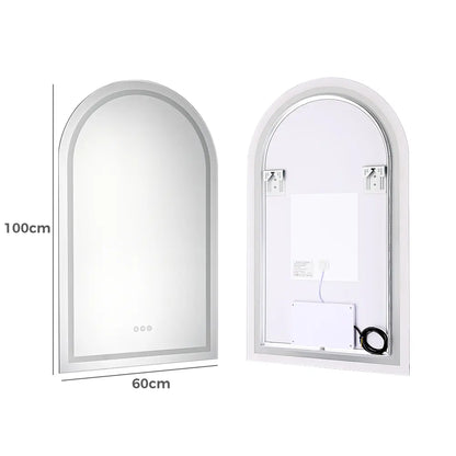 Bathroom LED Lighted Wall Mirror Frameless Arch Frontlit