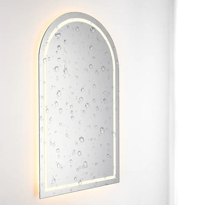 Fog-free frameless arch bathroom mirror with front LED lights