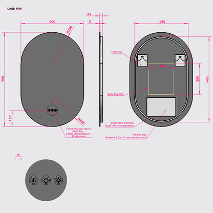 Backlit LED oval bathroom mirror