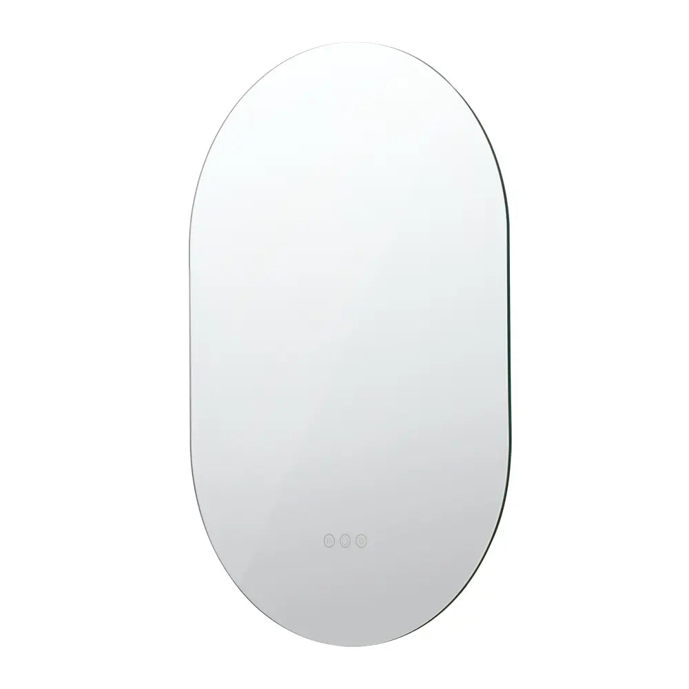 Frameless oval LED lighted wall mirror 