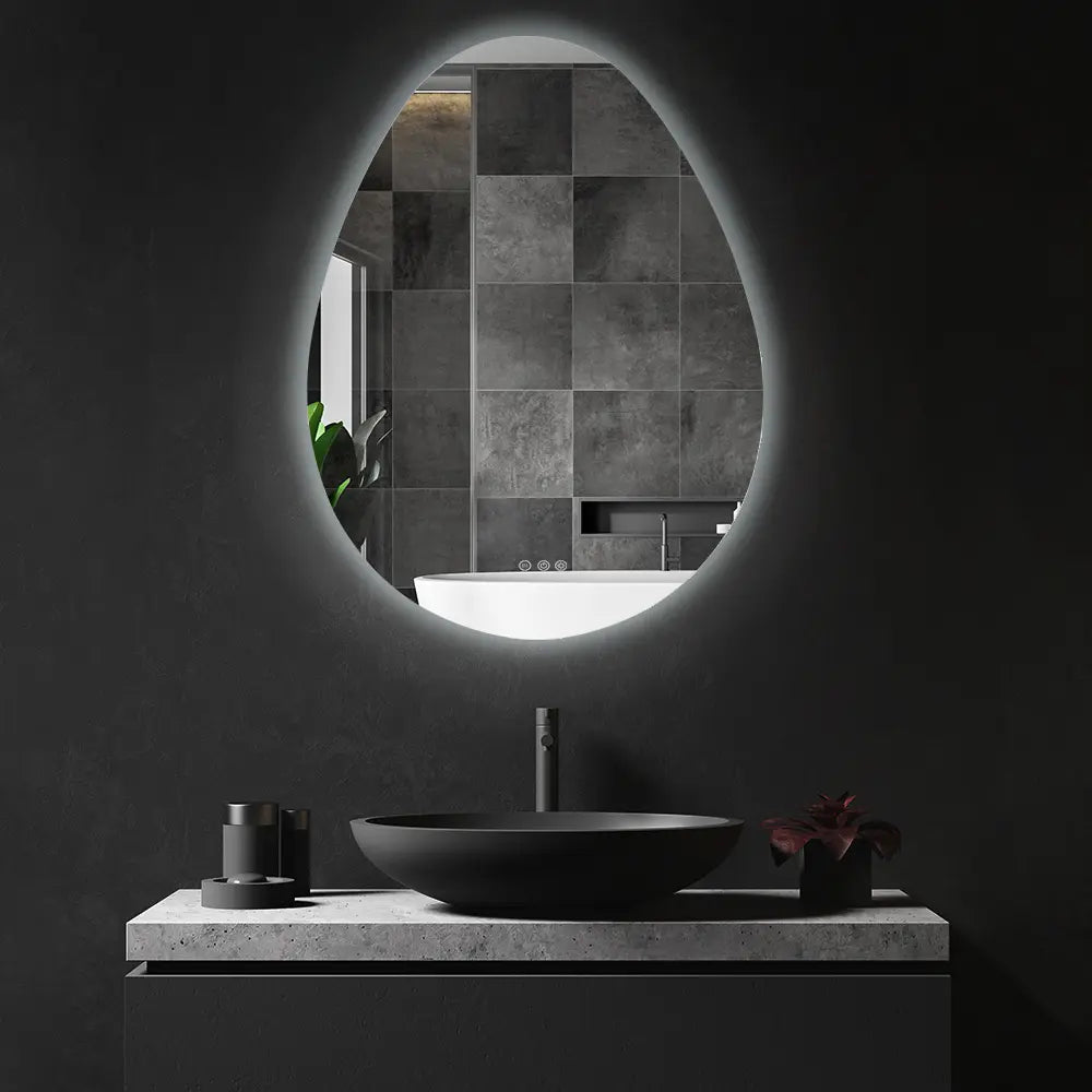 Frameless water drop LED lighted wall mirror with backlit illumination