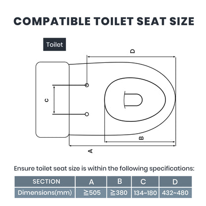 Sleek non-electric bidet seat in white with D-shape design