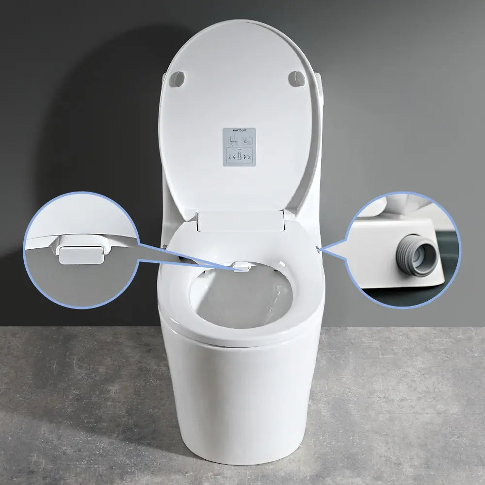 Non-Electric O-Shape Toilet Bidet Seat installed on standard toilet