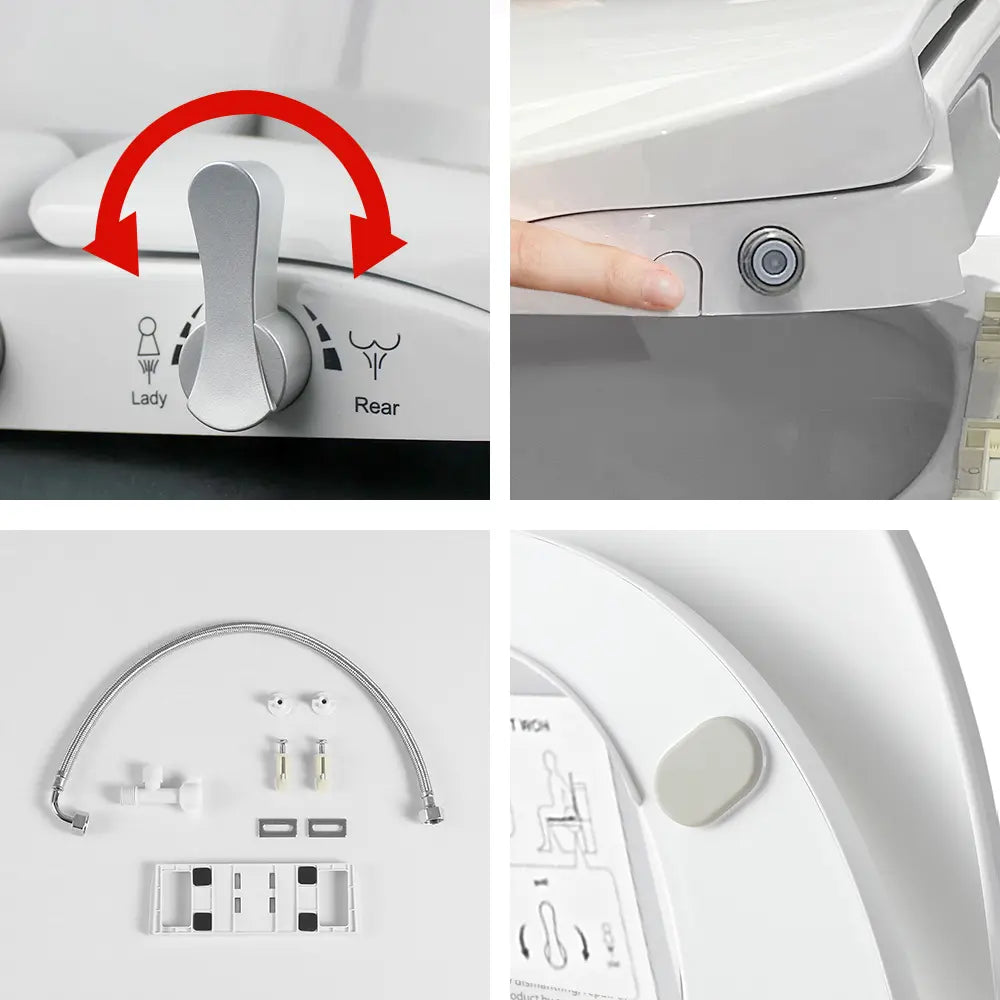 Side view of O-Shape Toilet Bidet Seat with water wash feature