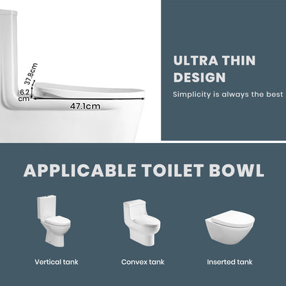 Warm heated toilet seat in V-shape design