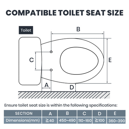 V-shaped toilet seat dimension