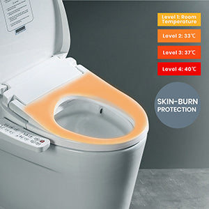 Close-up of control panel on V-shaped smart toilet bidet seat