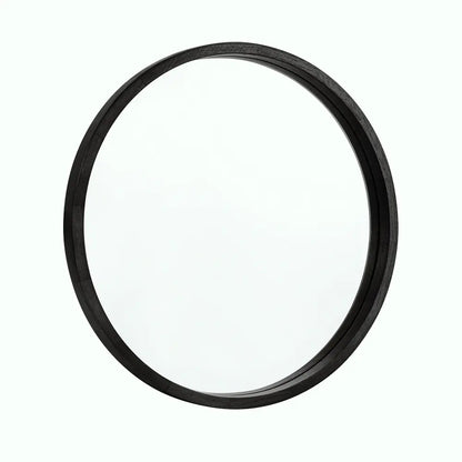 Minimalist design of Libra Slim Solid Wood Round Mirror in black