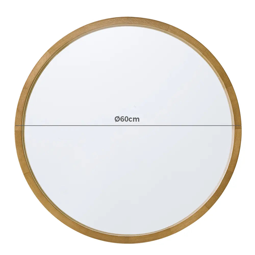 Libra Slim Round Solid Wood Frame Wall Mirror in 60cm