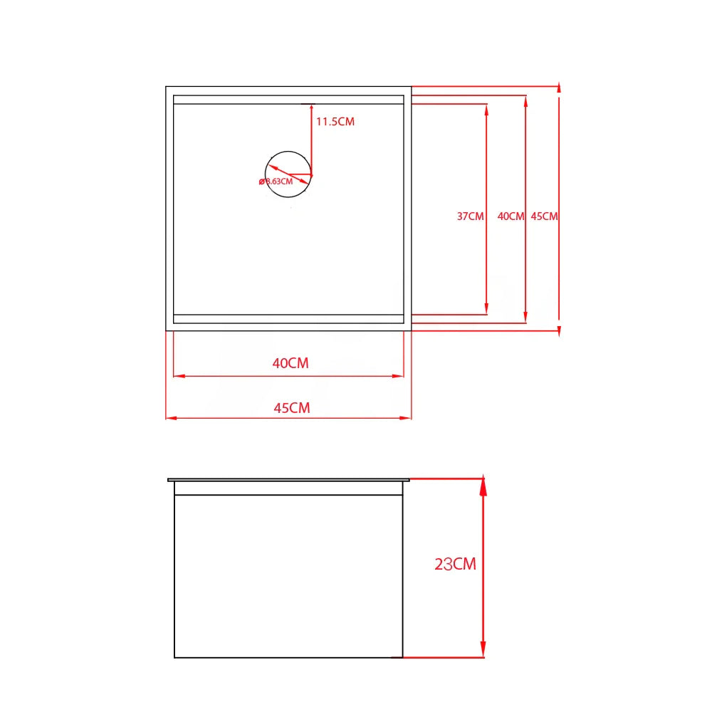 Sima-X 450x450mm single bowl kitchen sink dimensions
