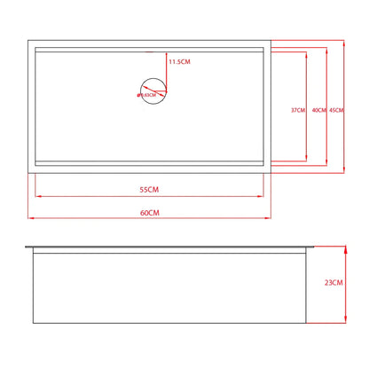 Sima-X 600x450mm single bowl kitchen sink dimensions