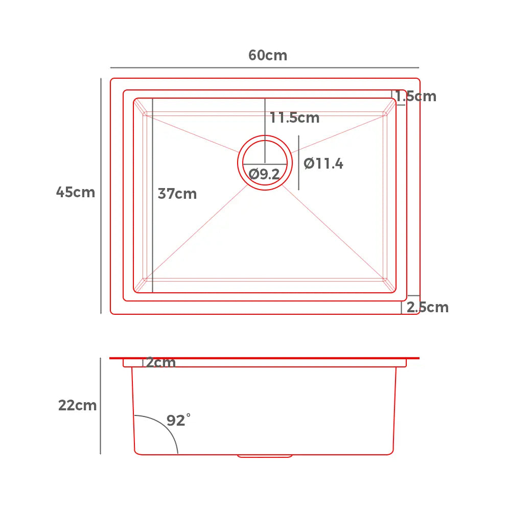 Sima-Plus single bowl kitchen sink  dimension