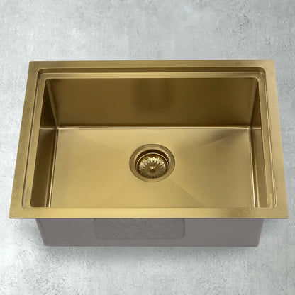 Top view of Sima-Plus stainless steel sink  in gold