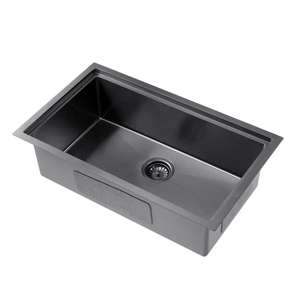 Top view of Sima-Plus 750x450mm kitchen sink in black