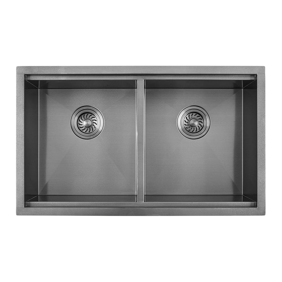 Sima-X Gunmetal 750x450 Double Bowl Kitchen Sink 8Pc Workstation ...