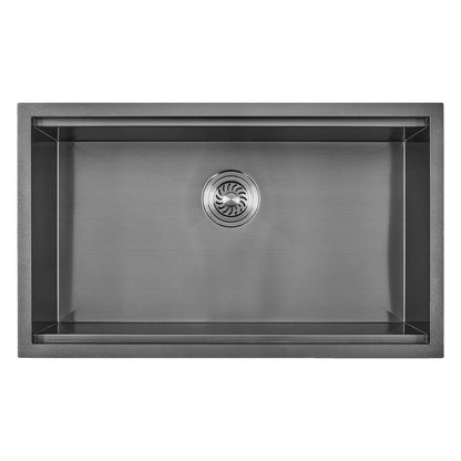 Top view of Sima-X single bowl kitchen sink in silver