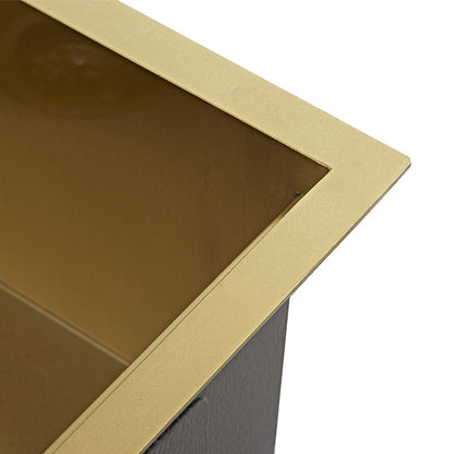 Side view of Sima-X 750x450mm sink  in gold